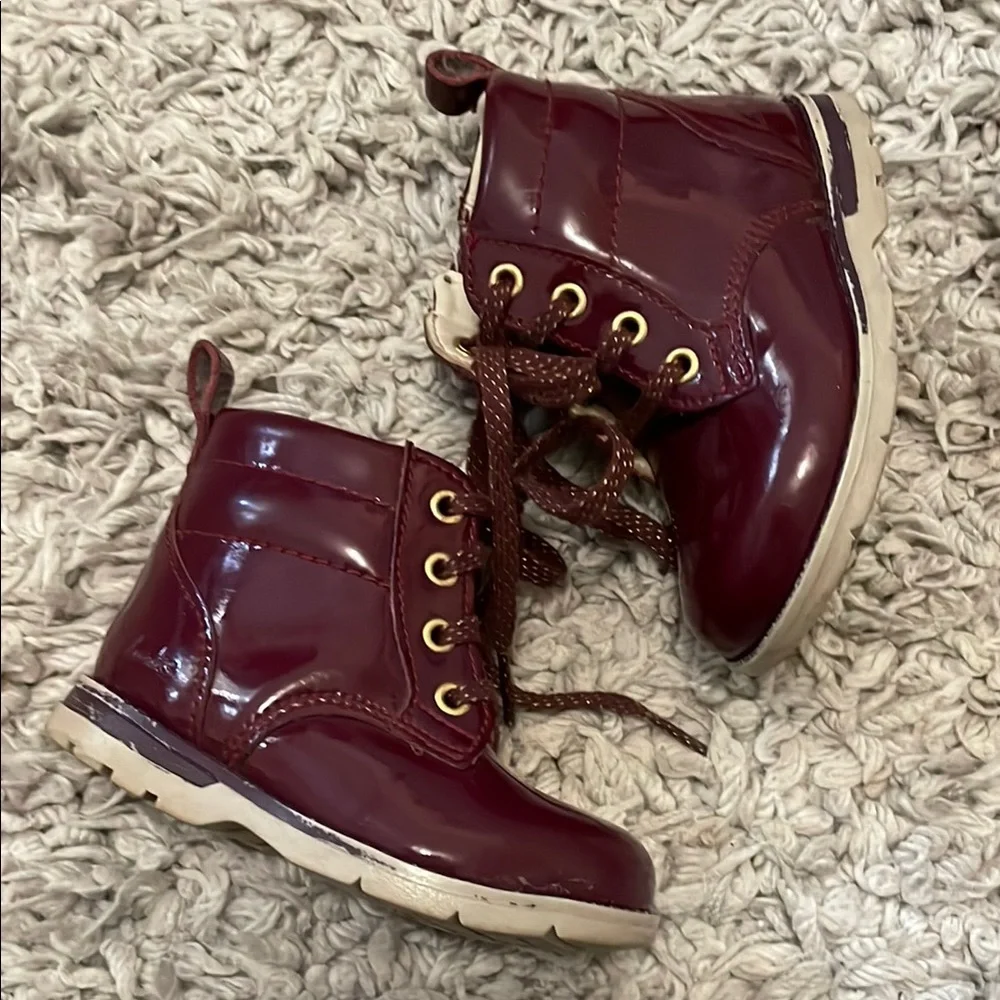 Clarks Dabi Lace Berry Patent Boots, Toddler Size 4.5